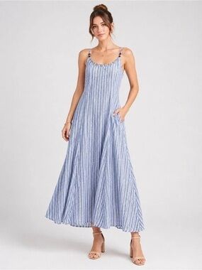 Stripee Calypso St. Barth Linen Pin Stripe Sleeveless Maxi Dress Size XXL